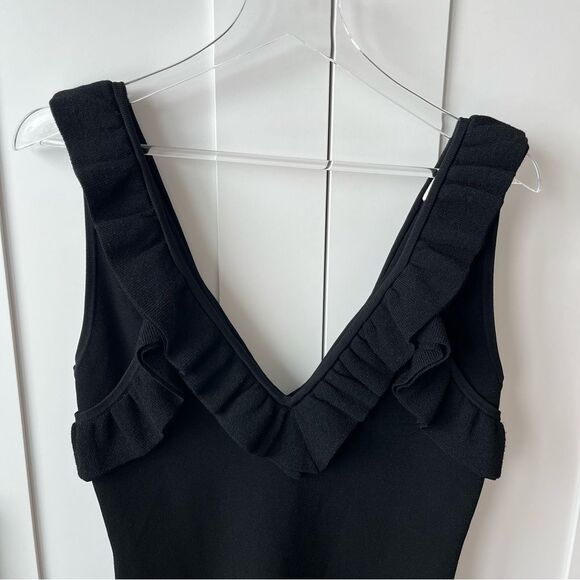 Ronny Kobo Sora Double Knit Ruffle Sleeveless Mini Dress in Black size large - Picture 5 of 15